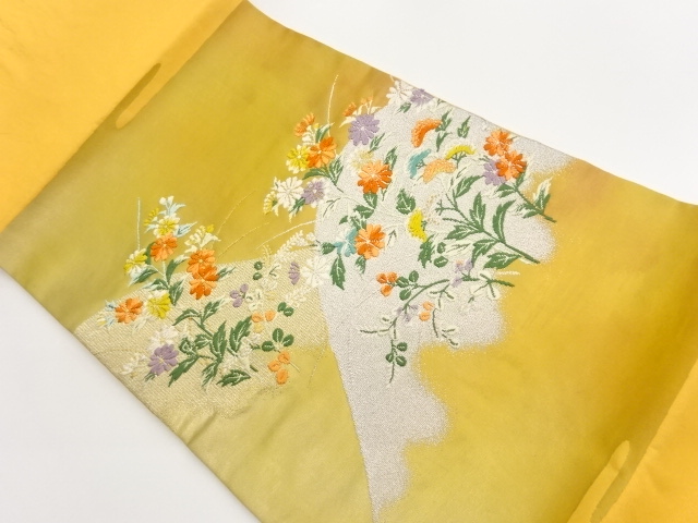 JAPANESE KIMONO / HIRAKI NAGOYA OBI / WOVEN HILL & AUTUMN FLOWERS